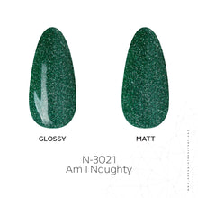 Load image into Gallery viewer, N3021 – Am I Naughty Gel Polish – 15ml | Long-Lasting, High Gloss Emerald Green Glitter Nail Polish Gel