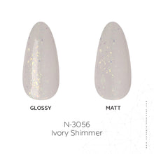 Load image into Gallery viewer, N3056 – Ivory Shimmer Gel Polish – 15ml | Long-Lasting, High Gloss Shimmer Nude White Nail Polish Gel