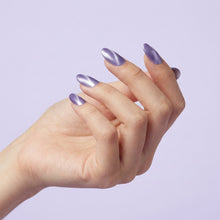 Load image into Gallery viewer, Nano® Amethyst Kitty Stare Pressed on Nails - 24pcs with Glue | Instant Gel-Like Shine, Lavender Purple Chrome Fake Nails Set