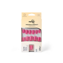 Load image into Gallery viewer, Nano® Blush Panther Stare Pressed on Nails - 24pcs with Glue | Instant Gel-Like Shine, Hot Pink Glossy Fake Nails Set