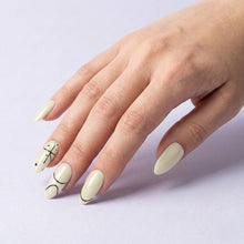 تحميل الصورة إلى عارض المعرض، Nano® Buttercream Glow Pressed on Nails - 24pcs with Glue | Yellow Minimal Line Art Fake Nails Set