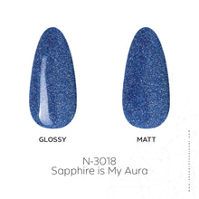 Load image into Gallery viewer, N3018 – Sapphire is My Aura Gel Polish – 15ml | Long-Lasting, High Gloss Blue Glitter Nail Polish Gel