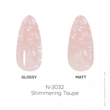Load image into Gallery viewer, N3032 – Shimmering Taupe Gel Polish – 15ml | Long-Lasting, Nude Pink Glitter Nail Polish Gel