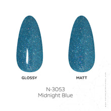 Load image into Gallery viewer, N3053 – Midnight Blue Gel Polish – 15ml | High Gloss Jewel-Toned Blue Glitter Nail Polish Gel