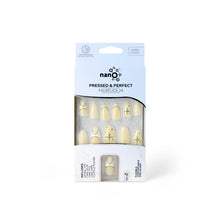 تحميل الصورة إلى عارض المعرض، Nano® Buttercream Glow Pressed on Nails - 24pcs with Glue | Yellow Minimal Line Art Fake Nails Set