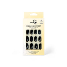Load image into Gallery viewer, Nano® Onyx Shine Pressed on Nails - 24pcs Self-Adhesive | Jet Black Gloss Finish, Glossy Black Fake Nails Set